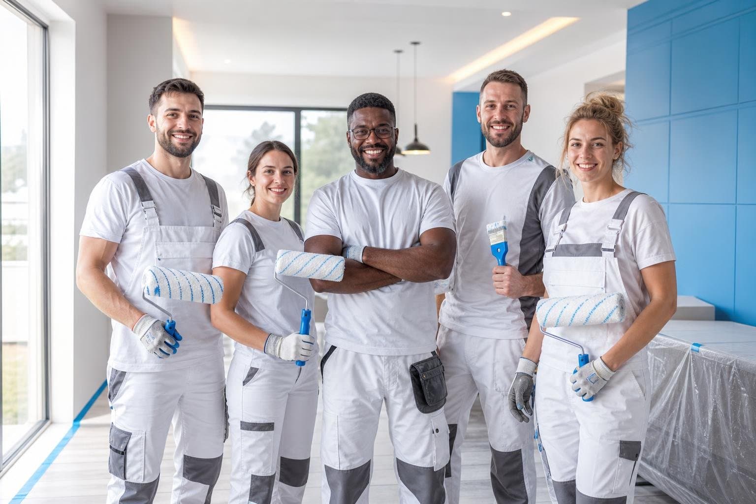 L'équipe de DPS Sàrl sur un chantier de rénovation au Luxembourg